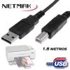 Cable impresora USB 2.0 A macho B macho 1.8Mtrs Netmak NM-C031.8