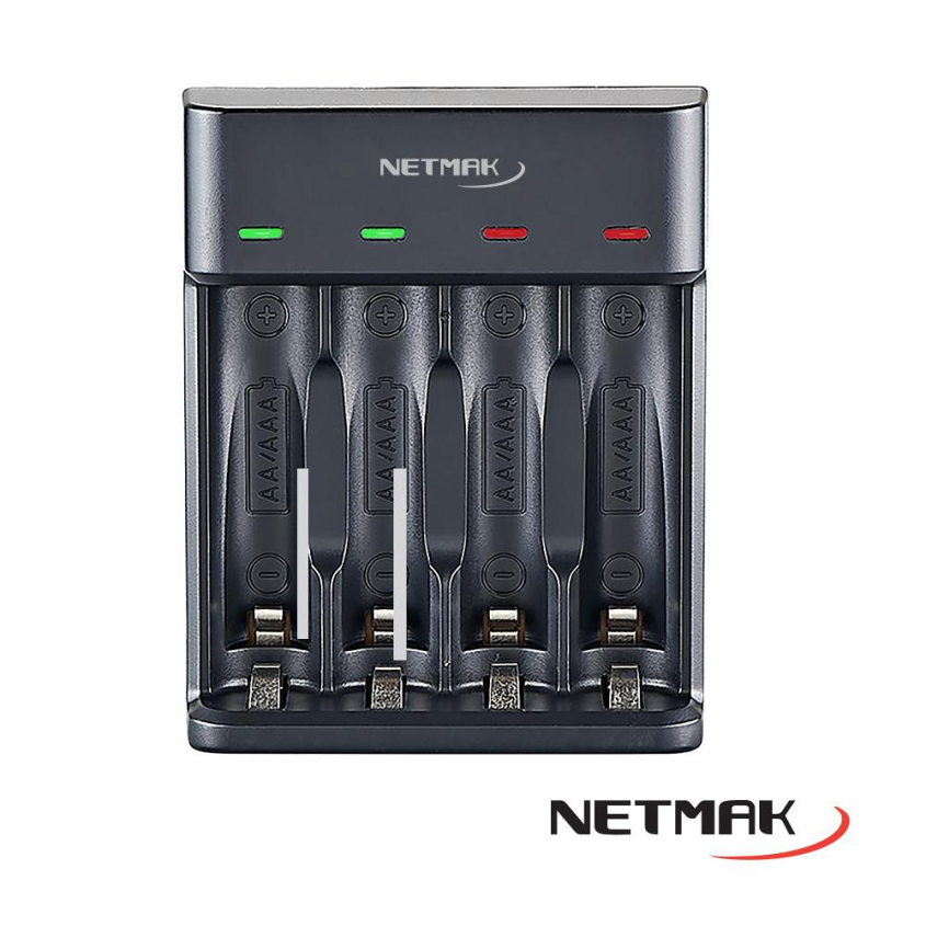Cargador de 4 Pilas AA o AAA Netmak NM-CH4