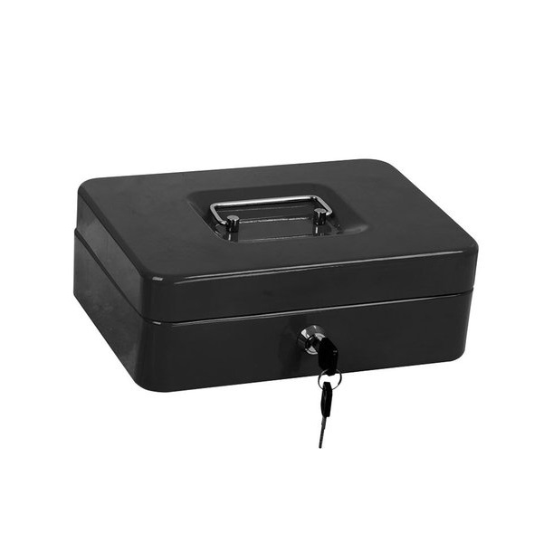 Cofre porta valores con bandeja 2 llaves 30x25x9 Negro Global COFRE-30X25X9-BK