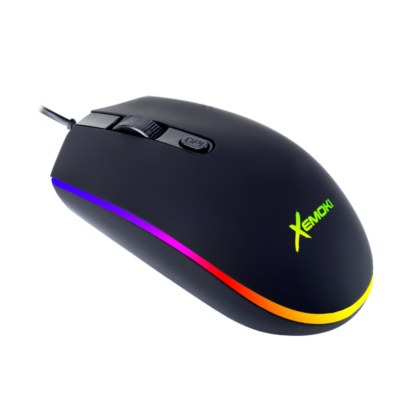 Mouse Gamer USB Rubber 4D Luminoso RGB Croma 800-1200-1600 DPI Xemoki XK-GM046V2