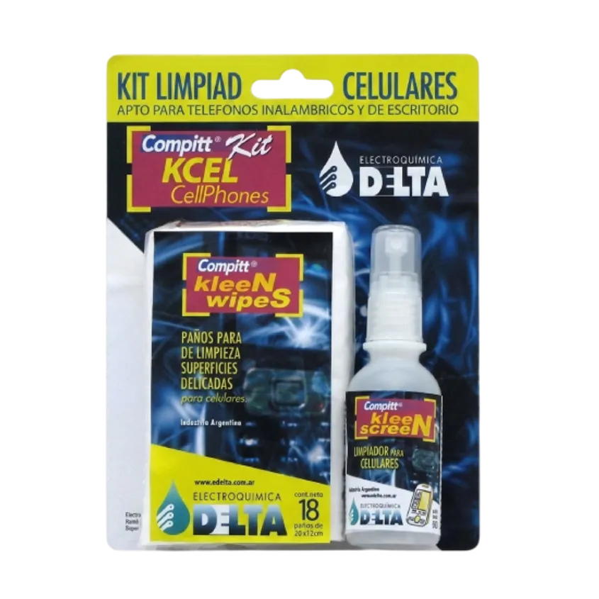 Kit Limpiador Para Tablet y Celulares spray 60 cc + 4 panos Delta TKIT