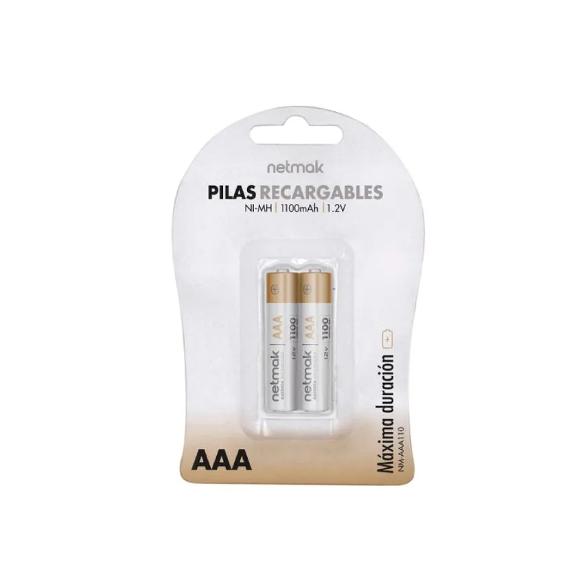 Pila NETMAK Recargable AAA 1100 Mah Pack x 2 Unidades 1.2v Netmak NM-AAA1100