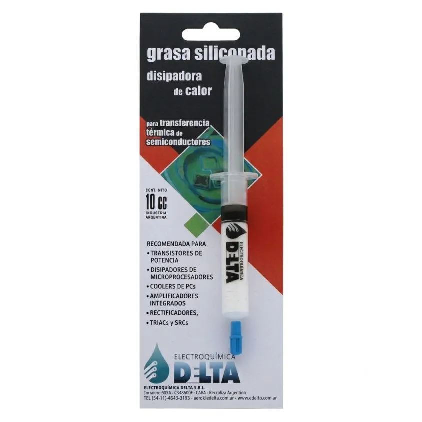 Grasa siliconada/Pasta termica en jeringa de 10 cc (GS) DELTA GRASA10CC