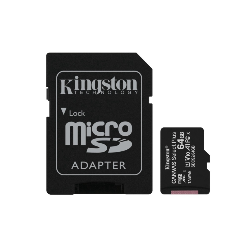 Memoria Micro SD c/adap 64GB CLASE 10 UHS-I Gen 3 100MB/s Canvas Kingston MEM335