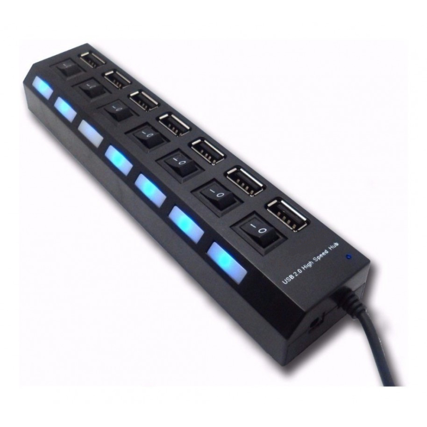 HUB USB 2.0 de 7 Puertos c/tecla Intco KQH4919