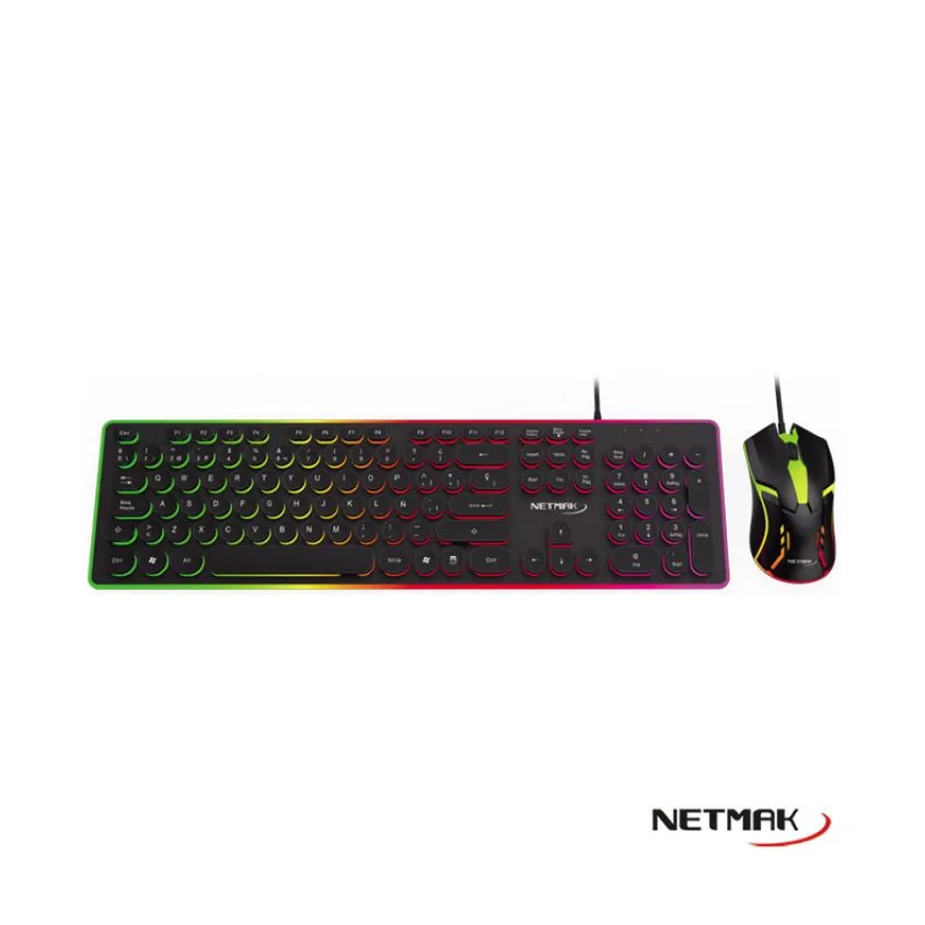 Mouse y Teclado Gamer Netmak NM-Vortex Teclas Redondas RGB  NM-VORTEX