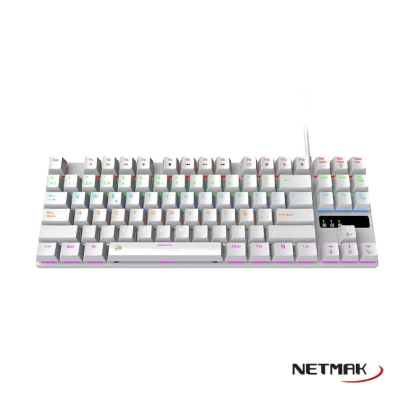Teclado Mecanico TKL Blanco Switches Blue Netmak NM-SKILL-W