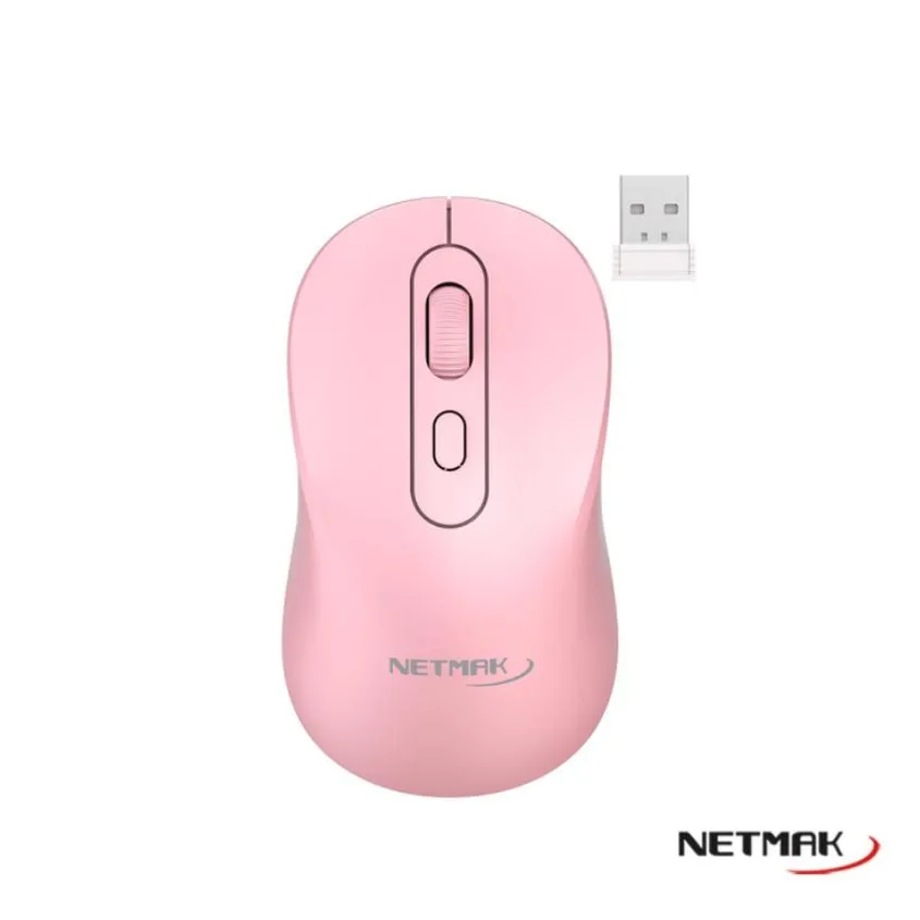 Mouse DUAL 2.4Ghz + BT5.2 Recargable Rosa Netmak NM-M640-P