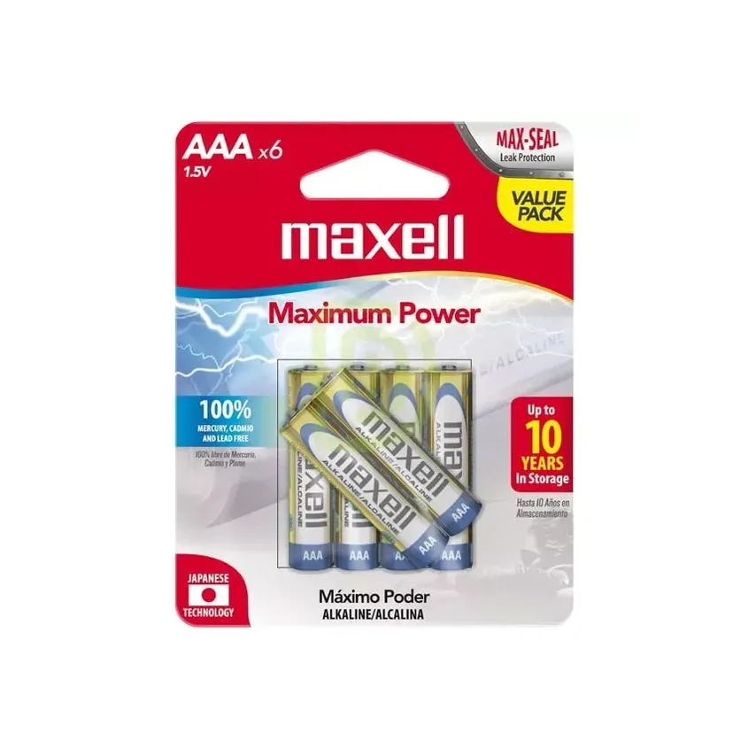 Pila Alcalina Maxell AAA LR03 Pack 4+2 1.5v MAX-723813