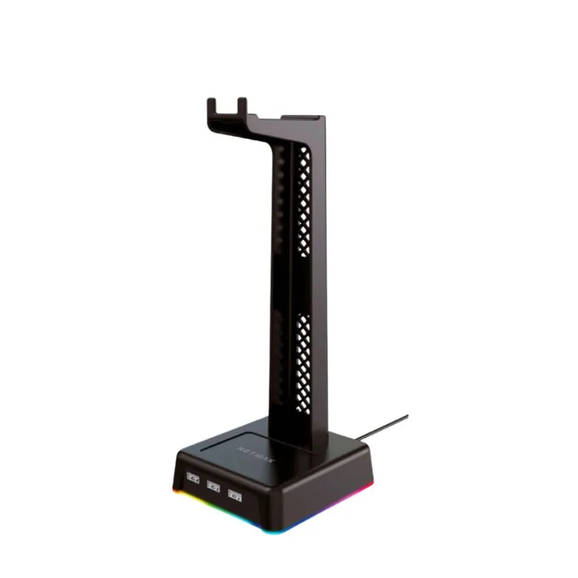 Base Soporte RGB para Auricular c/ Hub USB 3 Puertos Netmak NM-HS430