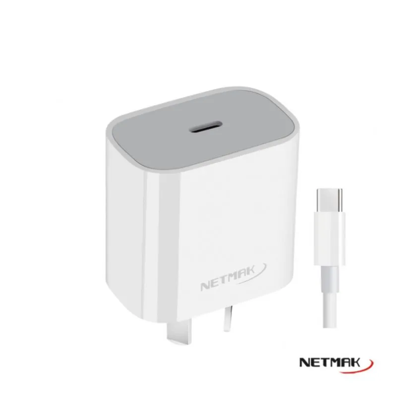 Cargador USB-C PD 30W Carga Rapida c/cable Tipo-c Netmak NM-CP2
