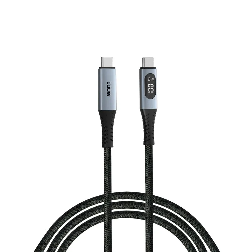 Cable Verbatim 100w Display tipo C a USB-C Kevlar 120cm Negro V31848