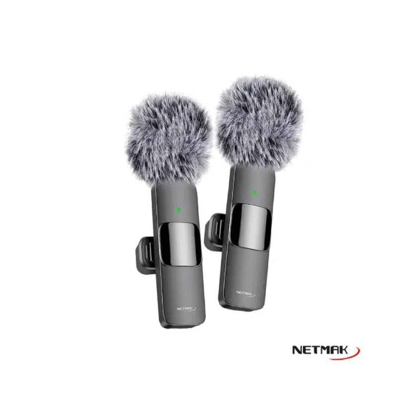 Set 2 Microfonos Inalambricos Corbateros - USB-C Netmak NM-MC12