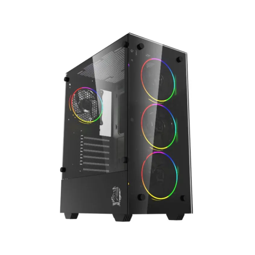 Gabinete Gamer Raptor Sentinel Templado Mid-Tower RGB Fan x4 SENTINEL-TG