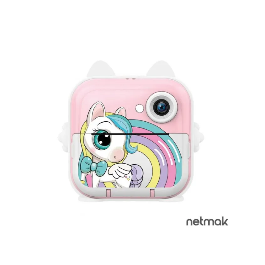 Camara c/impresora termica Rosa - 5 juegos - Selfie Netmak NM-KIDCAM-P