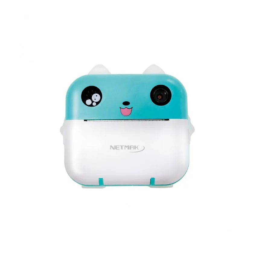 Camara c/impresora termica Azul - 5 juegos - Selfie Netmak NM-KIDCAM-B