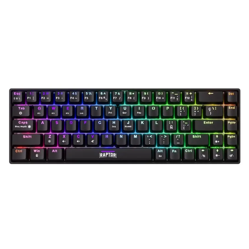 Teclado Mecanico Raptor Fireclaw M68 Wireless RGB Red Outemu FIRECLAW-M68