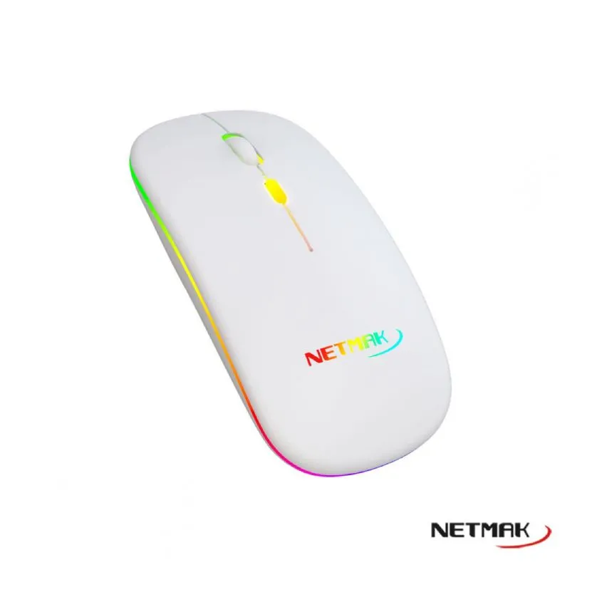 Mouse Inalambrico Retroiluminado Recargable Netmak Blanco NM-W90-W