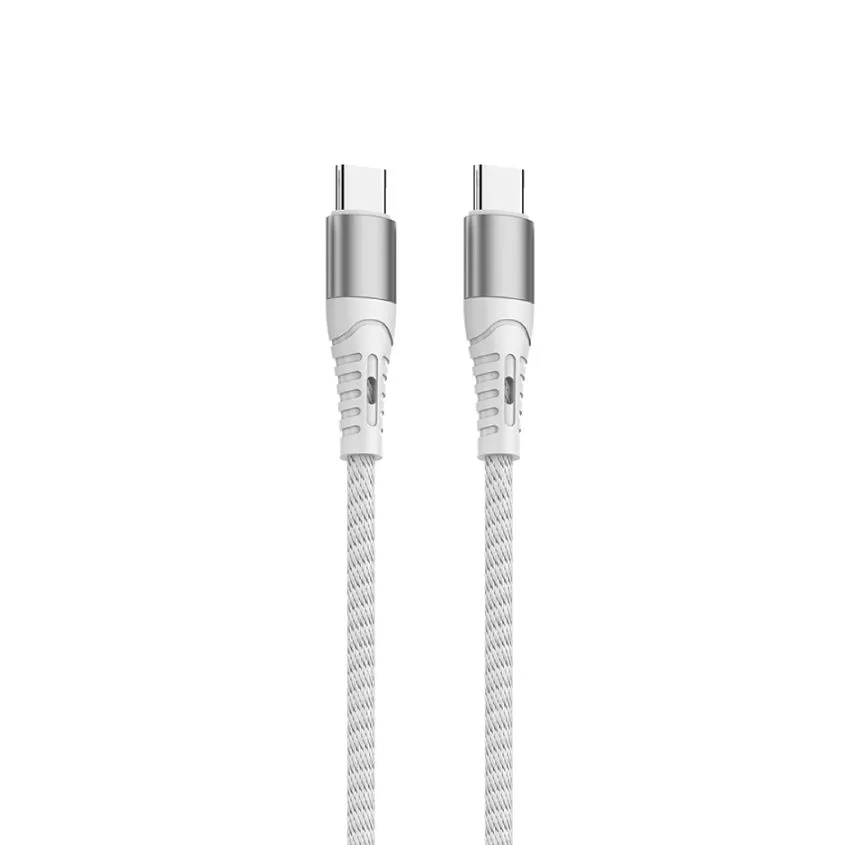 Cable USB Soul Mallado Tipo C a Tipo C Blanco 1 Metro 60W USB-MATTBL