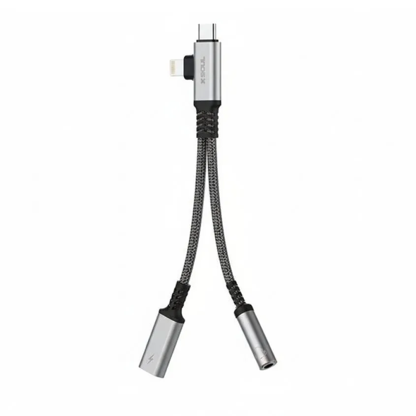Adaptador Tipo C + Lightning + Plug 3.5mm  Hembra + Carga Soul ADAP-S02