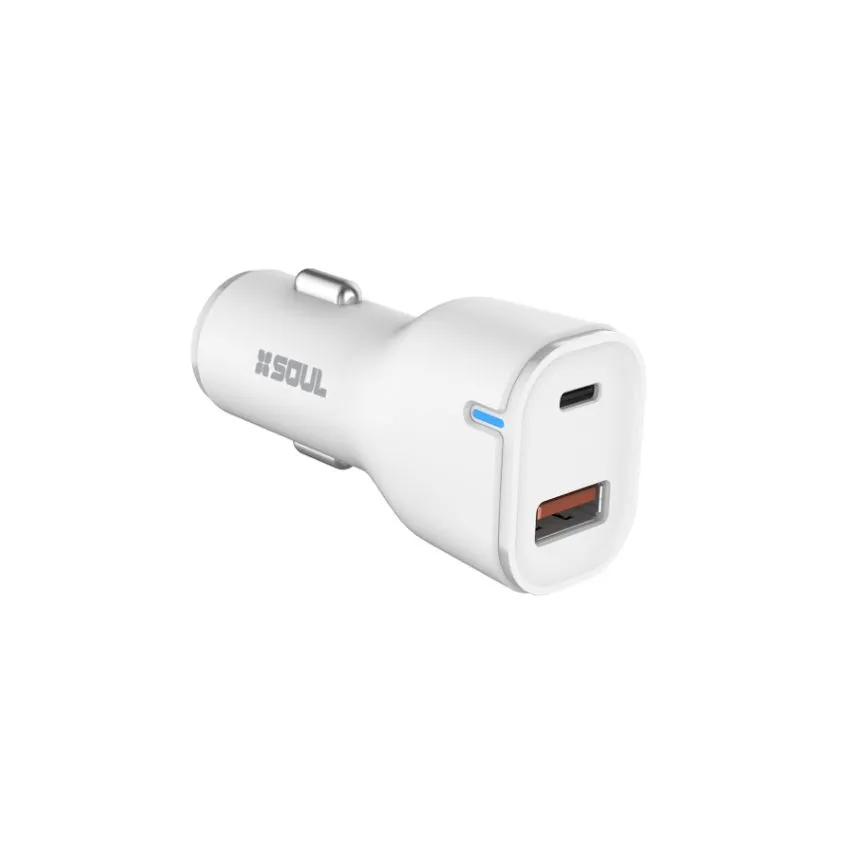 Cargador de Auto PD+QC 38W c/ Cable Lightning CA-DPD38WL