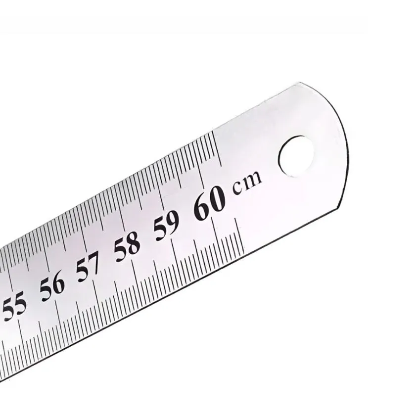 Regla Metalica de Acero Inox 60cm x 28mm Global Pulgada y Metrico SSRULE-60CM