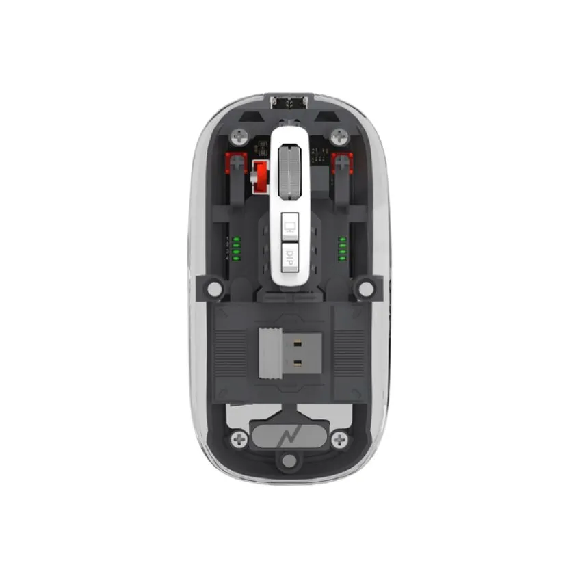 Mouse Inalambrico 2.4G+BT+USB Transparente Noganet ST-171