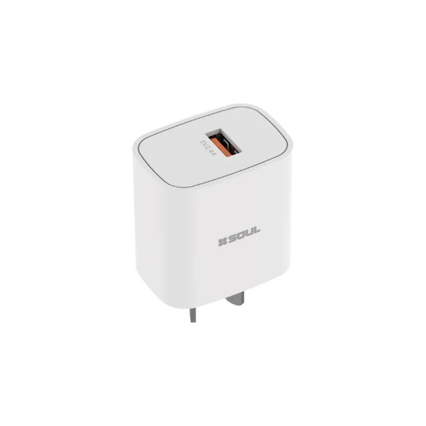 Cargador Viajero Usb 2.4A Blanco Soul CVJ-XUSB1