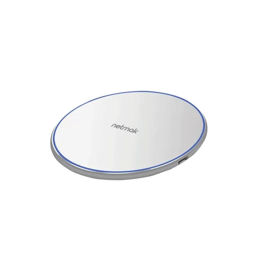 Base Cargador Inalambrico Qi Fast charge 15W Blanco Netmak NM-BC16-W