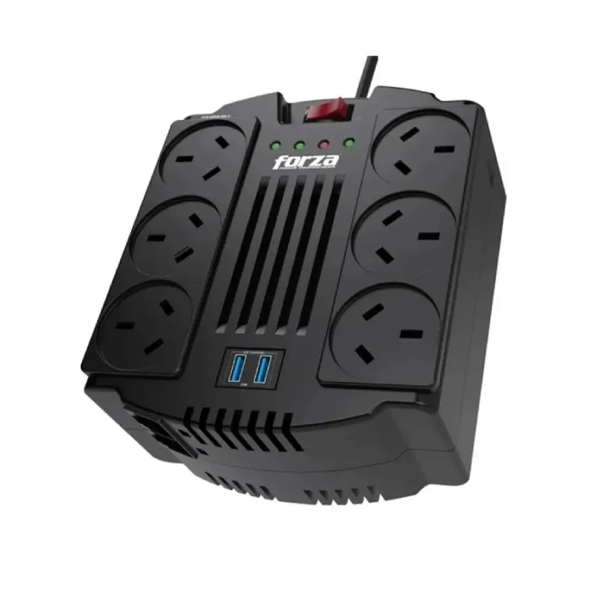 Estabilizador de Tension Automatico FVR Forza 1200VA USB 2.4Amp FVR-1202USB-A