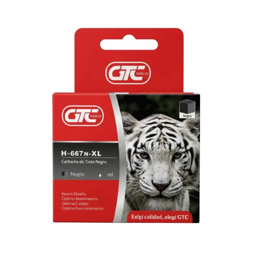 Cartucho GTC Compatible HP 667XL Negro GT-667XLK
