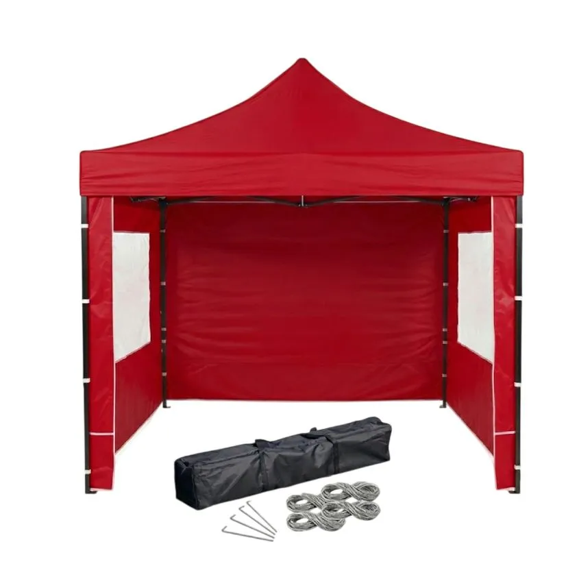 Gazebo Plegable 3x3 c/ Paredes Rojo Noganet NH-G2RJ