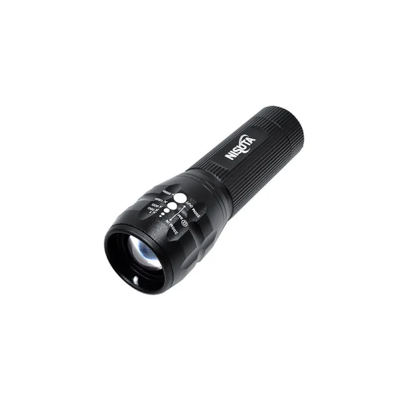 Linterna de alumino con led 3W, a pilas Nisuta Negro NSLI20