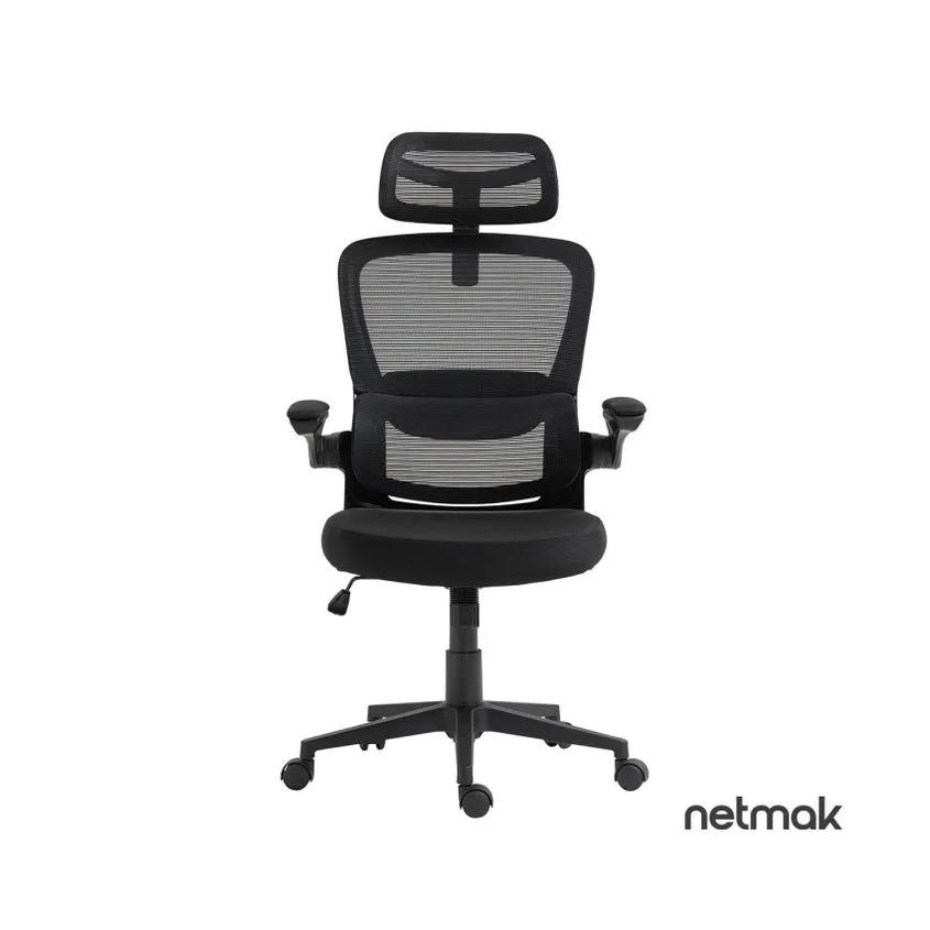 Silla Ergonomica Oficina Lumbar Netmak Negro NM-ARMONIA