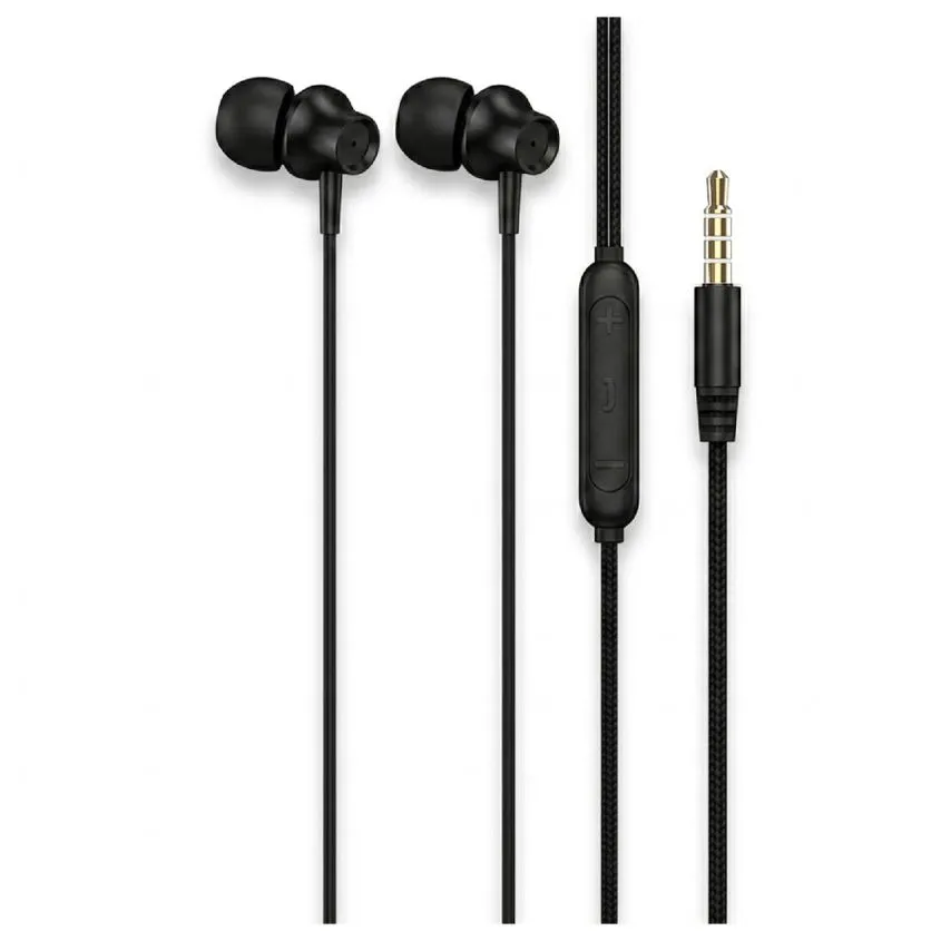 Auricular Stereo Metalico 3.5mm Manos Libres In Ear Nisuta Negro NSAU6S