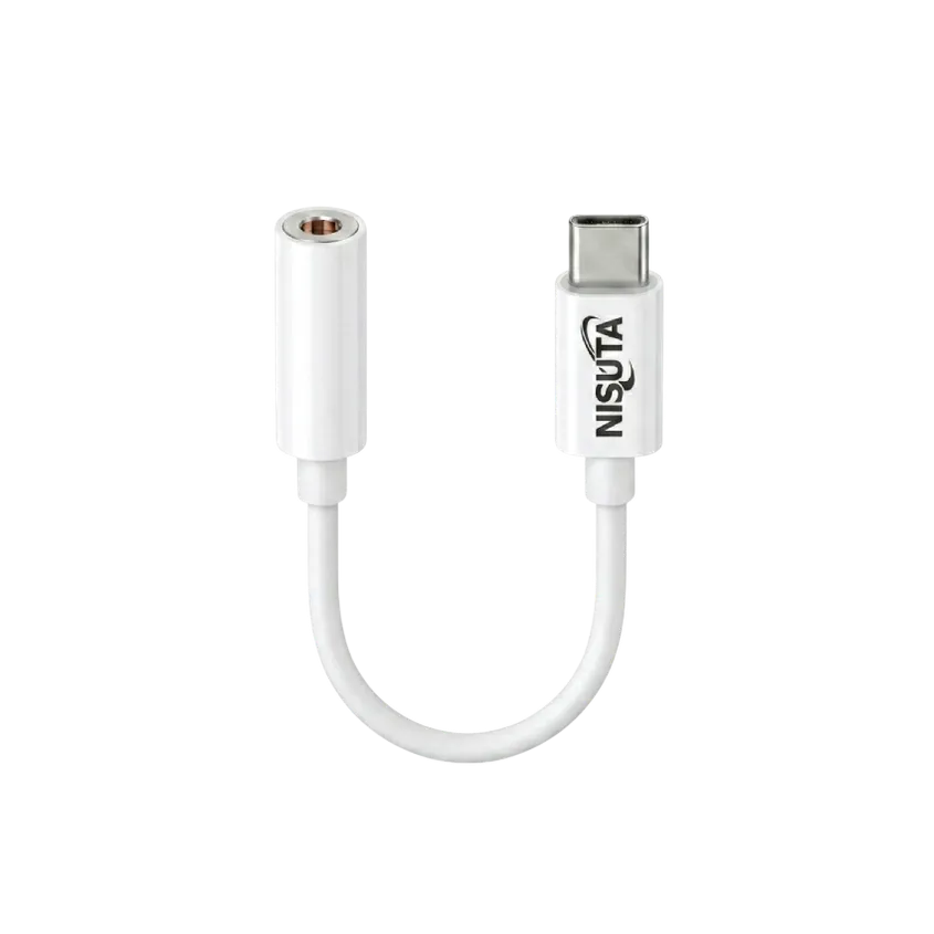 Adaptador Usb Tipo C a Plug 3.5 Audio Nisuta Blanco NSCOUSAUC