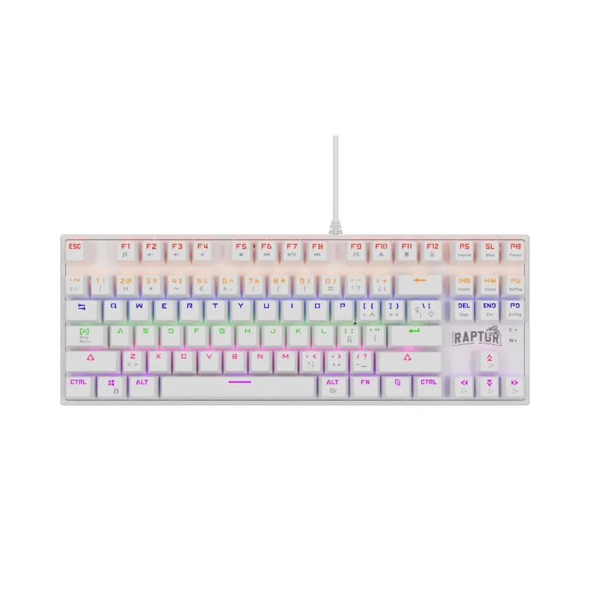 Teclado Raptor Fireclaw M87 Mecanico Outemu RED Blanco FIRECLAW-M87-W