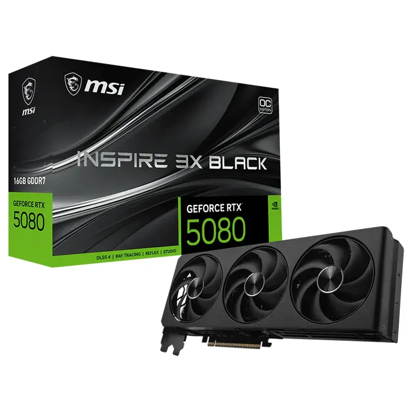 VGA MSI GeForce RTX 5080 16G INSPIRE 3X OC BLACK 1-0418498