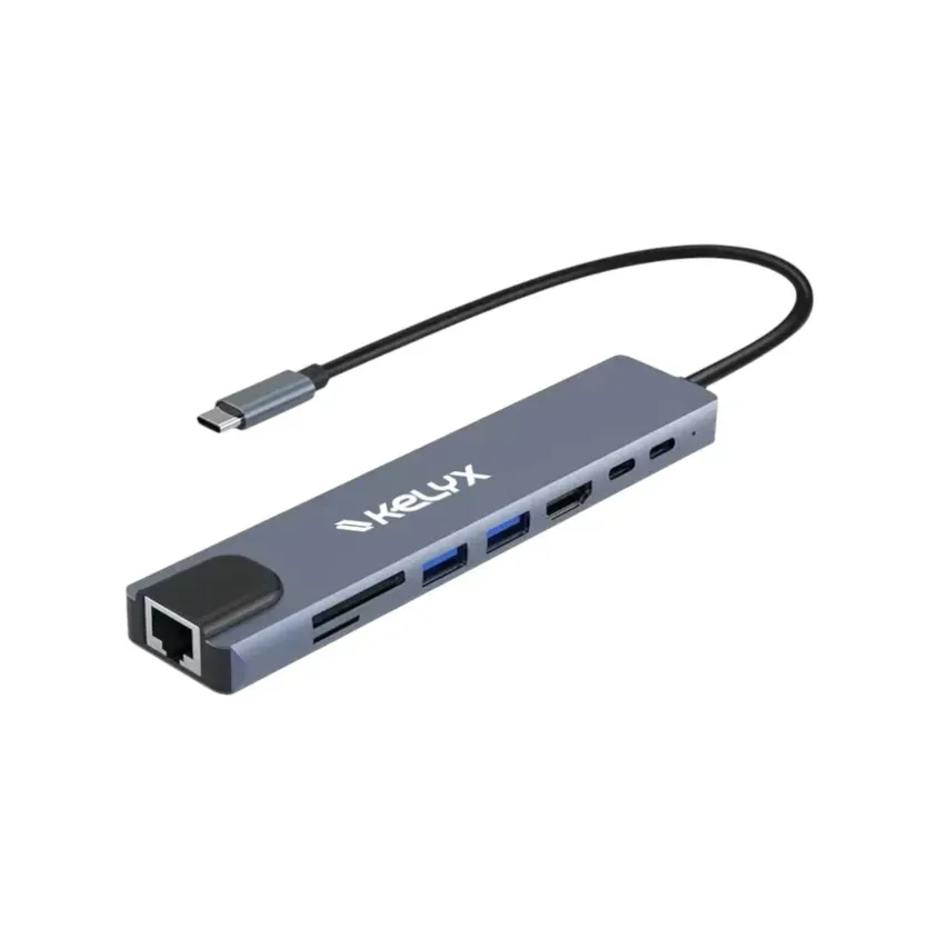 Hub Kelyx 8en1 Type C HDMI SD USB 2.0 x2 / USB 3.0 x2 RJ45 1-0417774