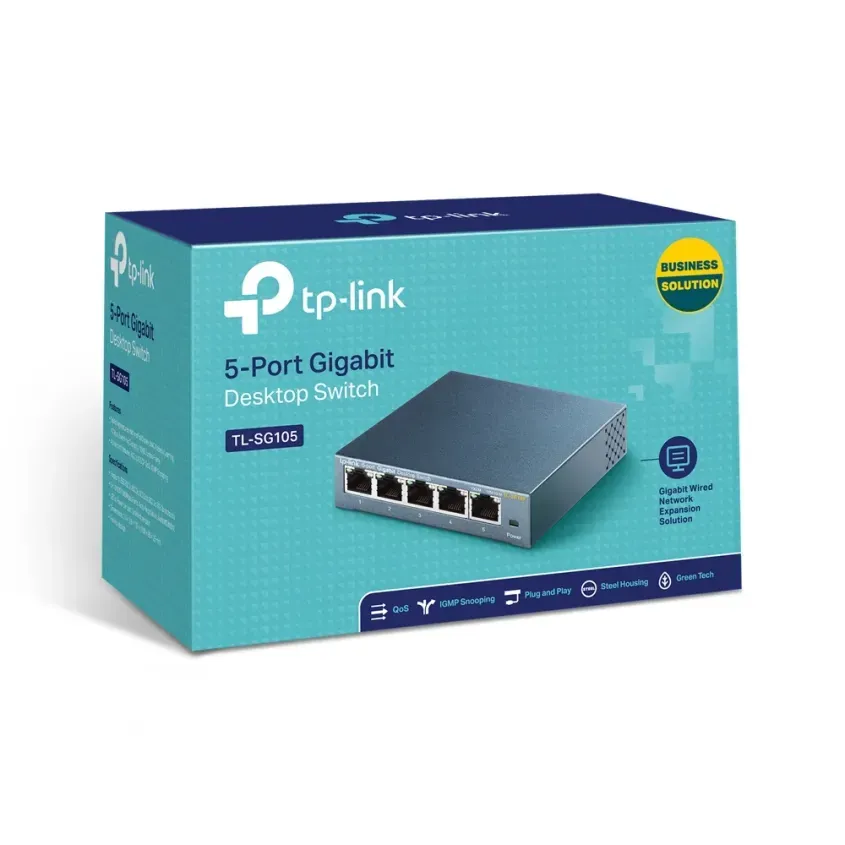 Switch 5p Bocas Tplink Gigabit 10/100/1000 Acero TL-SG105 1-0405452