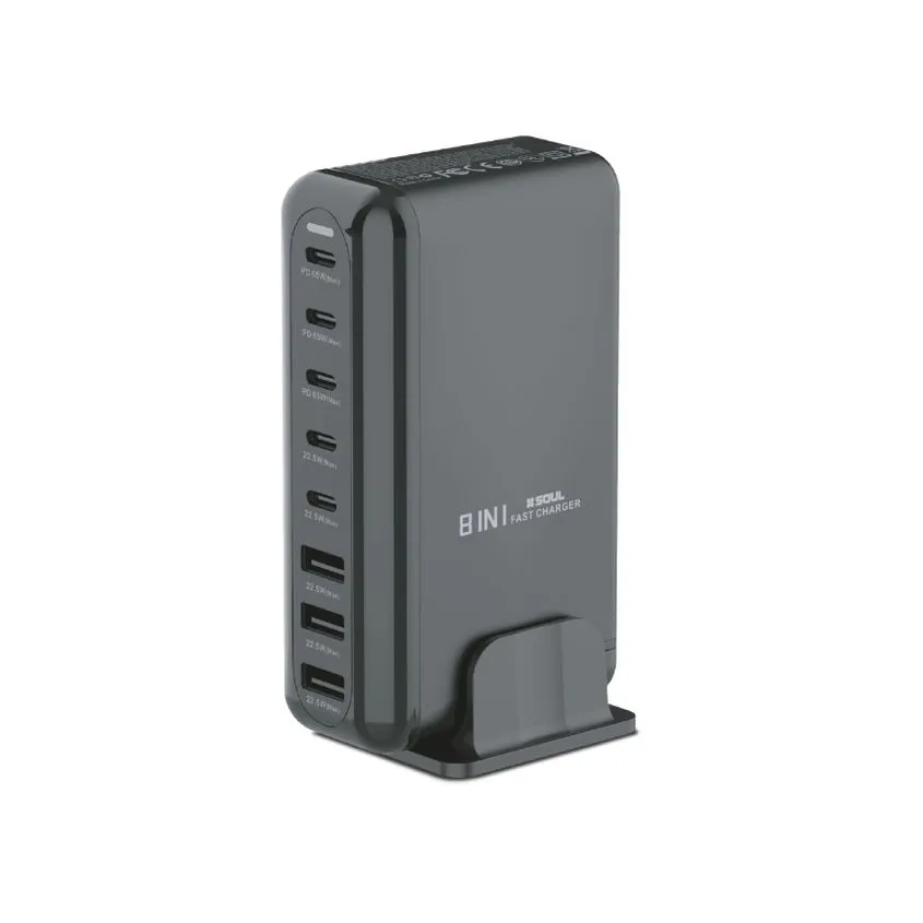 Estacion de Carga 8 en 1 60W+22.5W Usb-C x5 Usb-A x3  Soul CVJ-8EN1NE