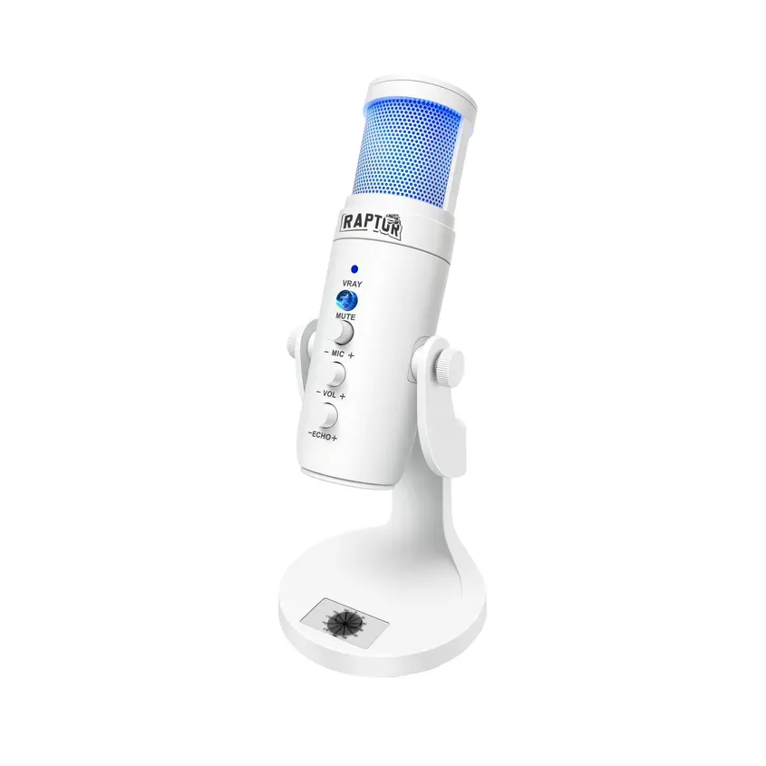 Microfono Raptor Vox PRO RGB USB p/Streaming White 1-0418500