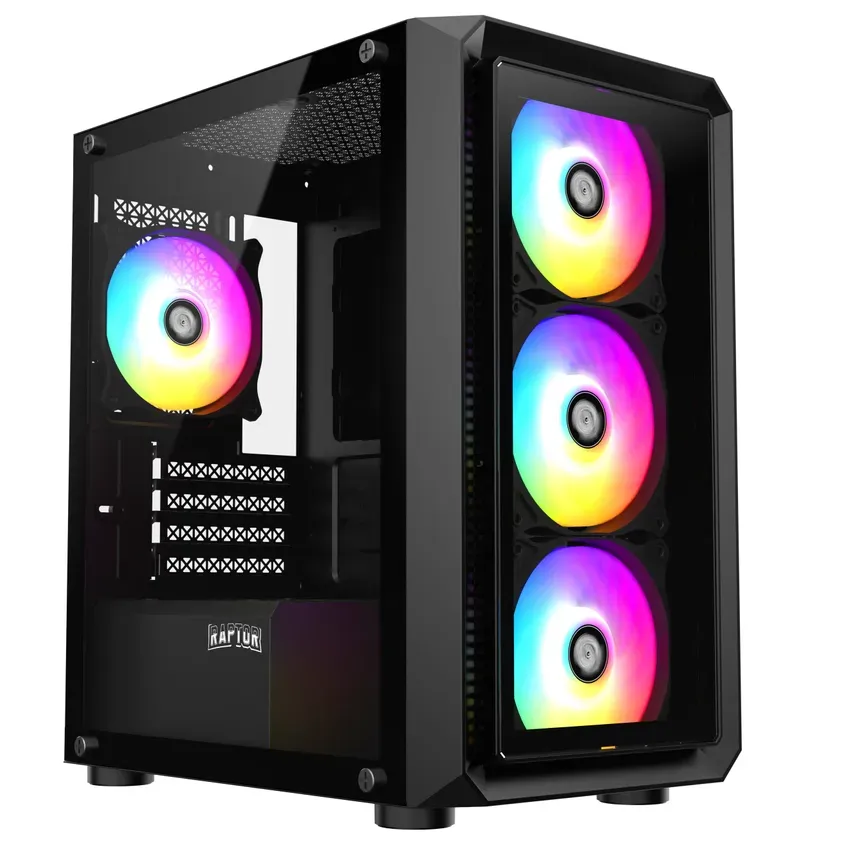 Gabinete Raptor Infinity Glass TG x2 Mid-Tower RGB Fan x4 1-0417844