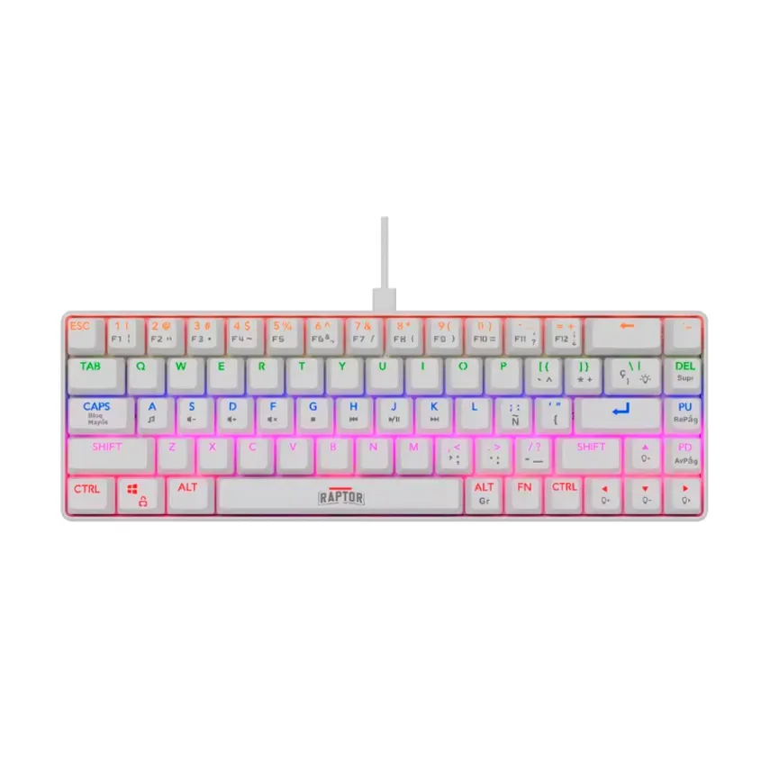 Teclado Gamer Raptor Fireclaw M68 Mecanico Retroiluminado Switch Red Outemu White 1-0417782
