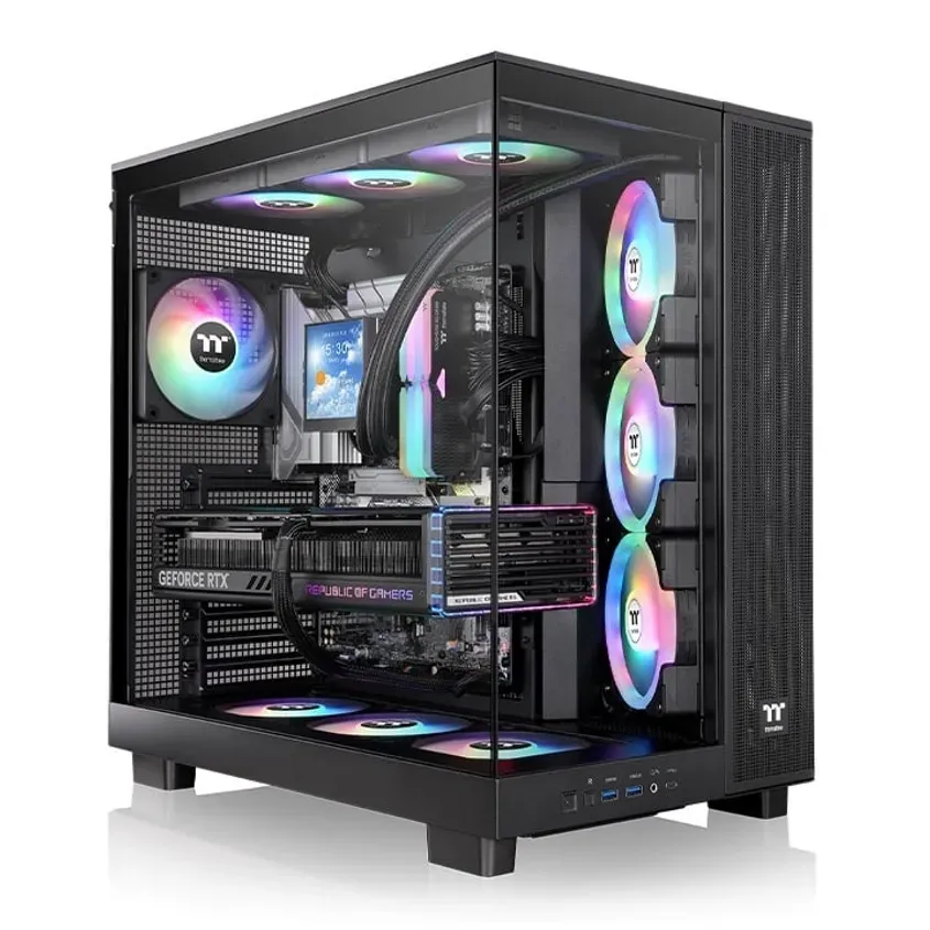 Gabinete TT View 380 XL Mid-Tower TG x2 Fan ARGB x1 Reverse Fan x3 Black 1-0417373