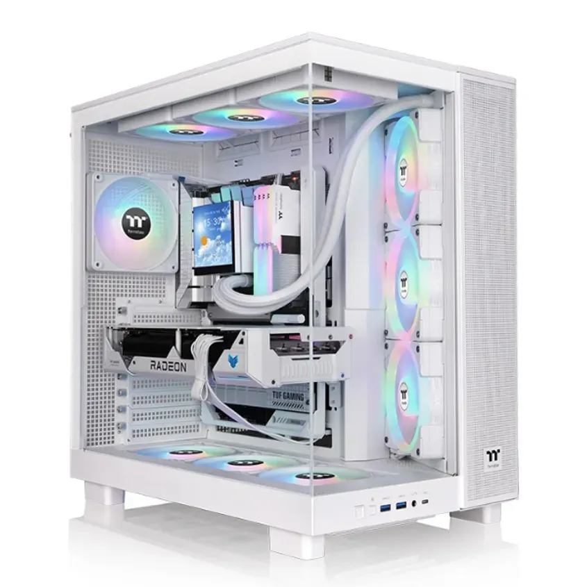 Gabinete TT View 380 XL Mid-Tower TG x2 Fan ARGB x1 Reverse Fan x3 Snow 1-0417375