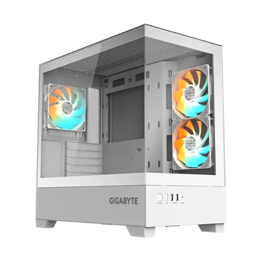 Gabinete Gigabyte C201 Panoramic Ice TG x2 Mid-Tower Fan ARGB x3 White 1-0418518
