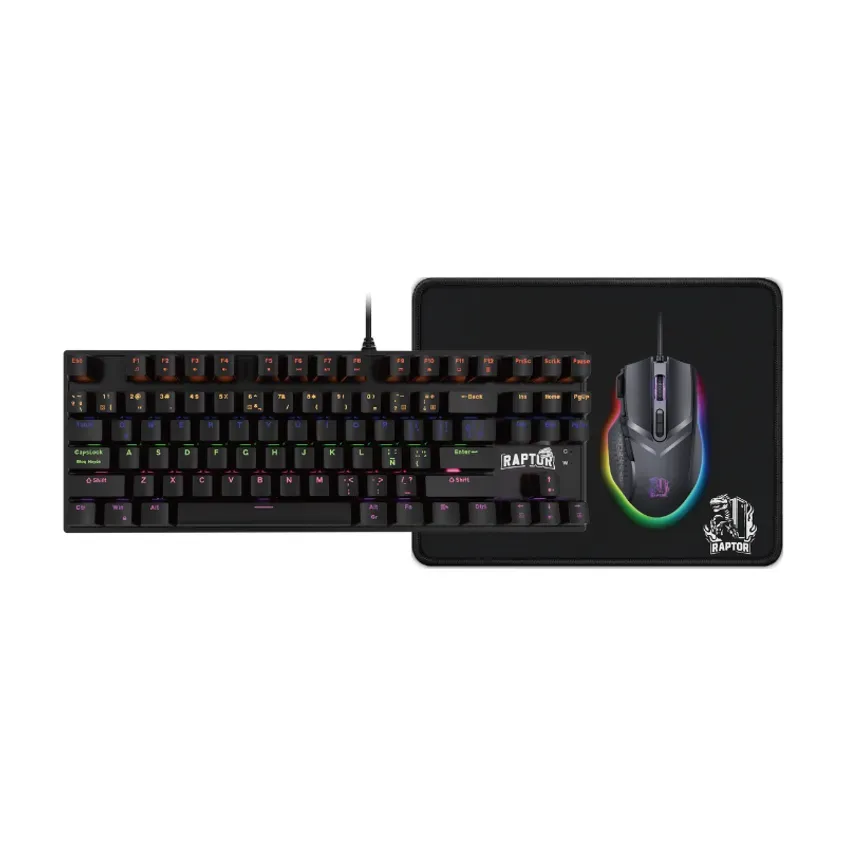 Combo Gamer Raptor Teclado Mecánico 87 teclas + Mouse RGB 7200dpi + Mouse Pad S 1-0418531