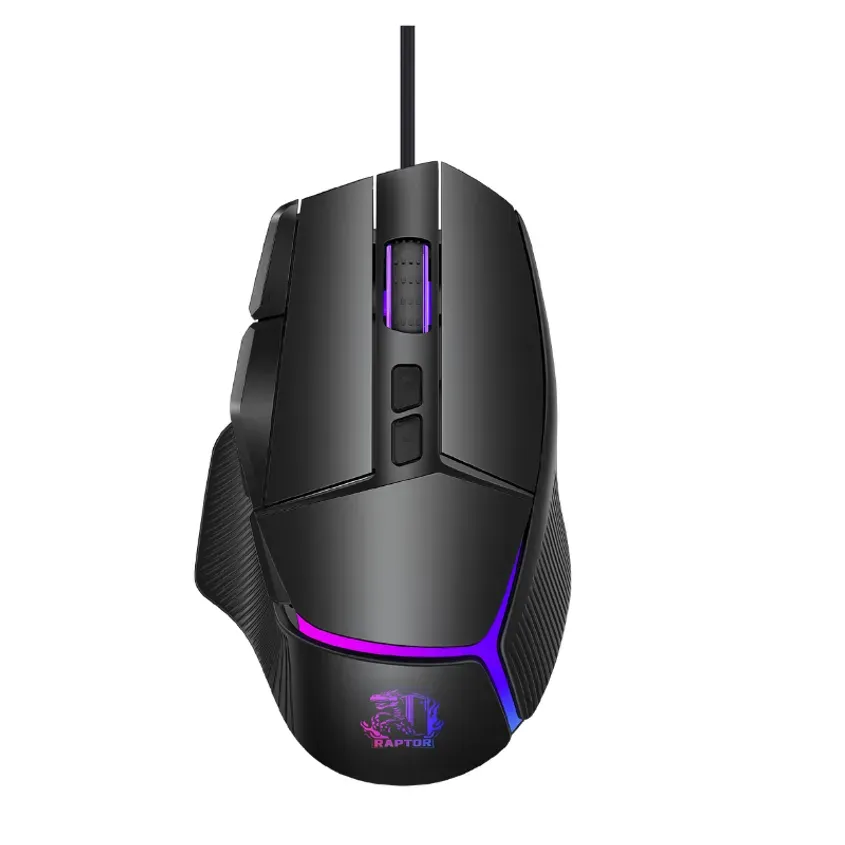 Mouse Gamer Raptor Storm Grip 9 botones 8000dpi retroiluminado Black 1-0418528