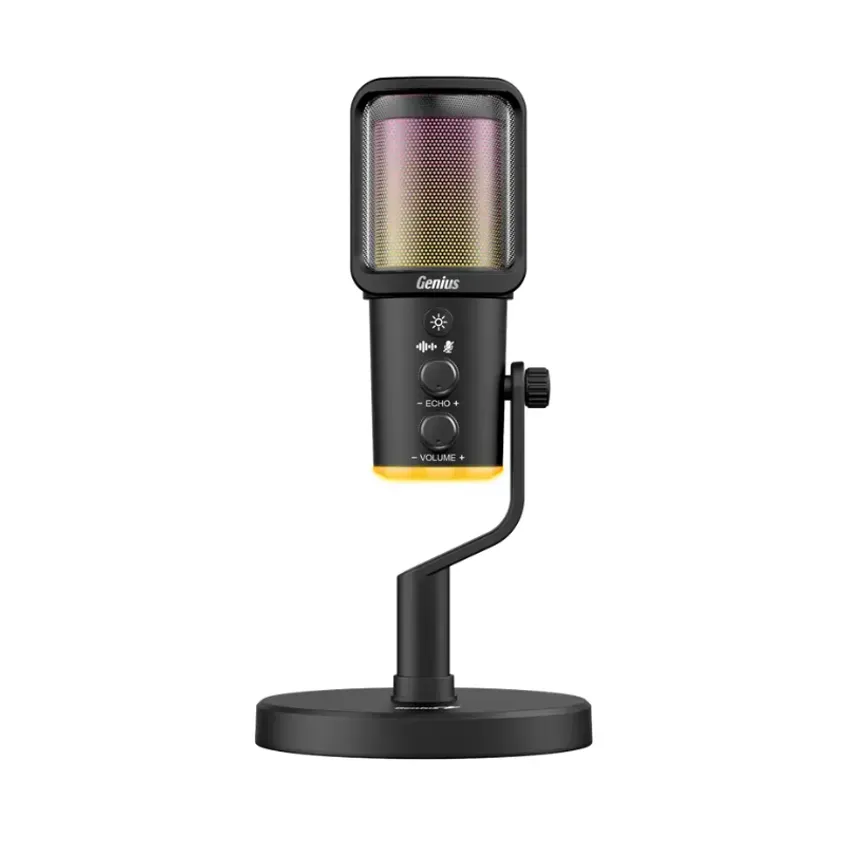 Microfono Genius MIC-S400U Black Luz Led USB-A / USB-C p/Streaming 1-0418442